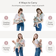 SERAPHY baby carrier side view shows adjustable fit for growing babies.