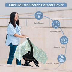 SERAPHY muslin car seat cover supports nursing moments with quick-draw access