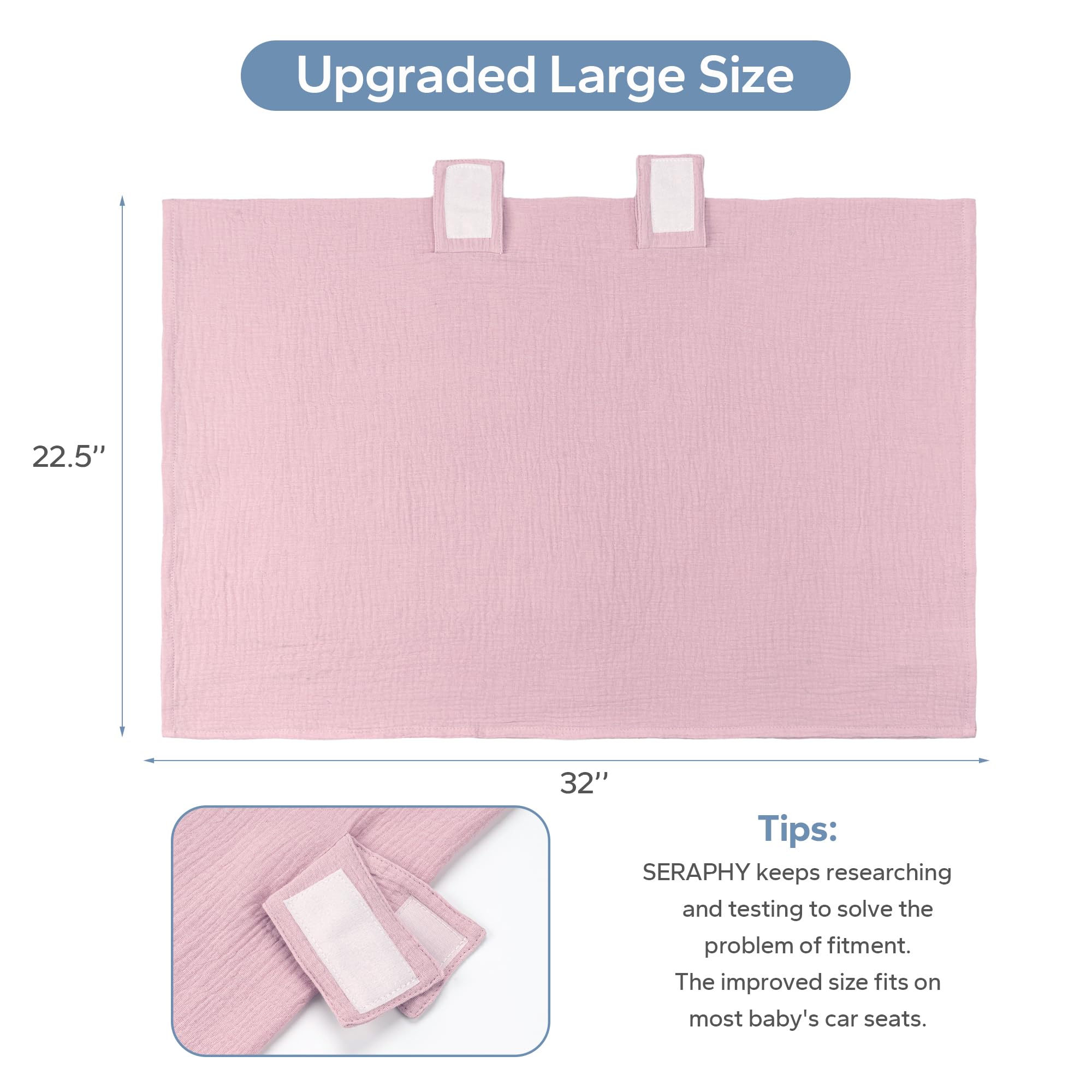 SERAPHY car seat cover close-up shows soft breathable fabric for gentle skin
