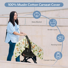 SERAPHY car-seat cover with adjustable velcro straps stays securely in place.