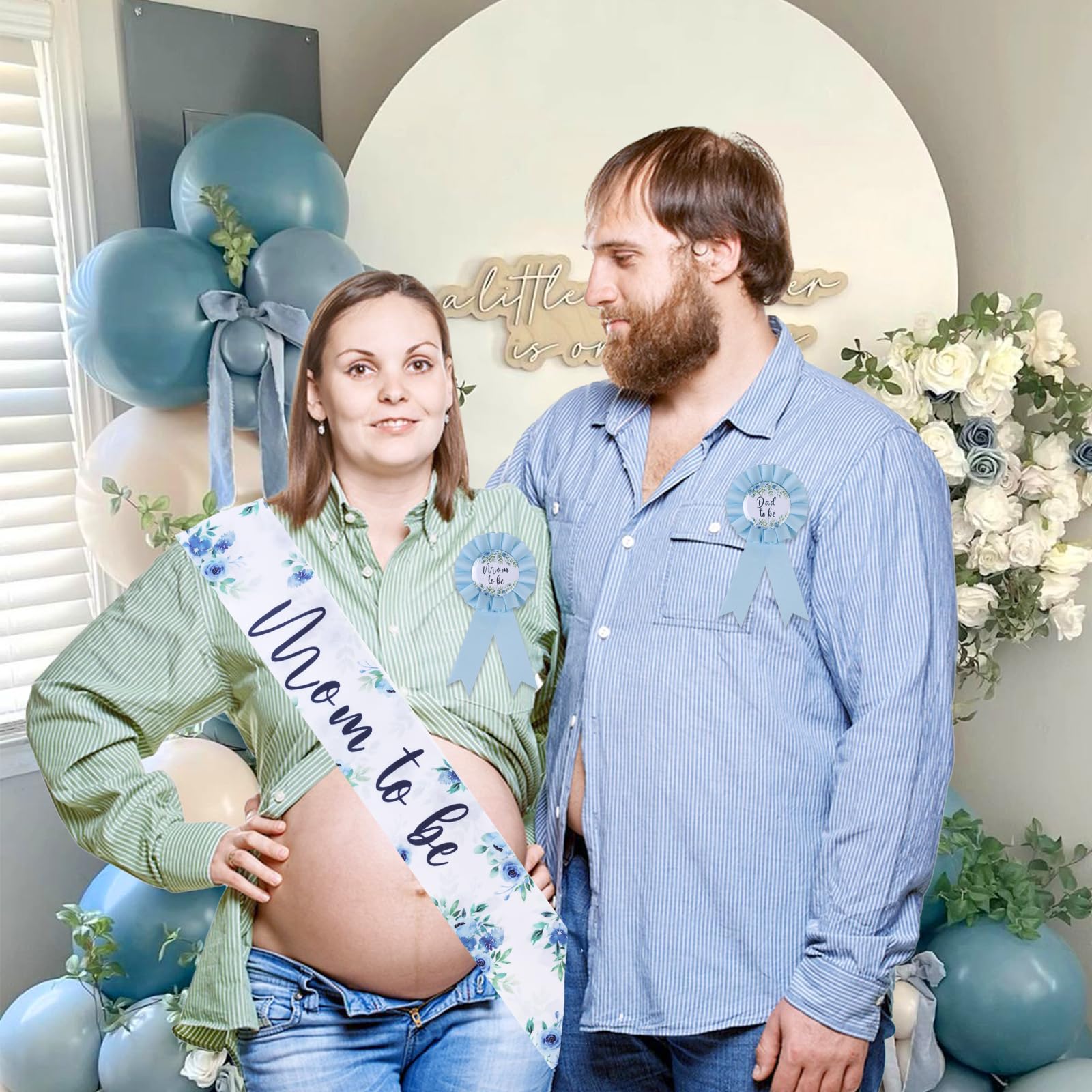 Serencatcher blue floral decor for gender reveals and baby showers