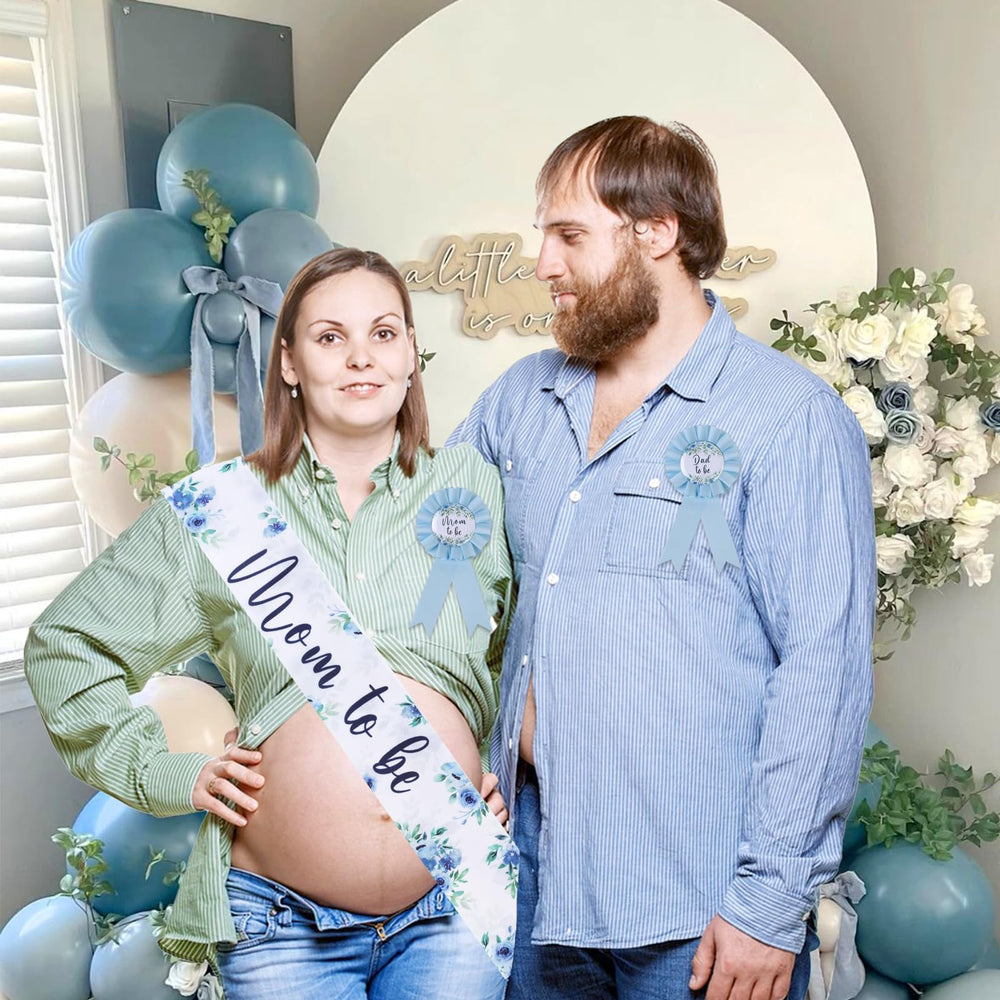 Serencatcher blue floral decor for gender reveals and baby showers