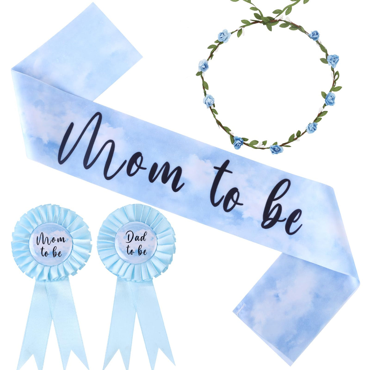 Serencatcher cloud mom to be sash worn for elegant shower moments