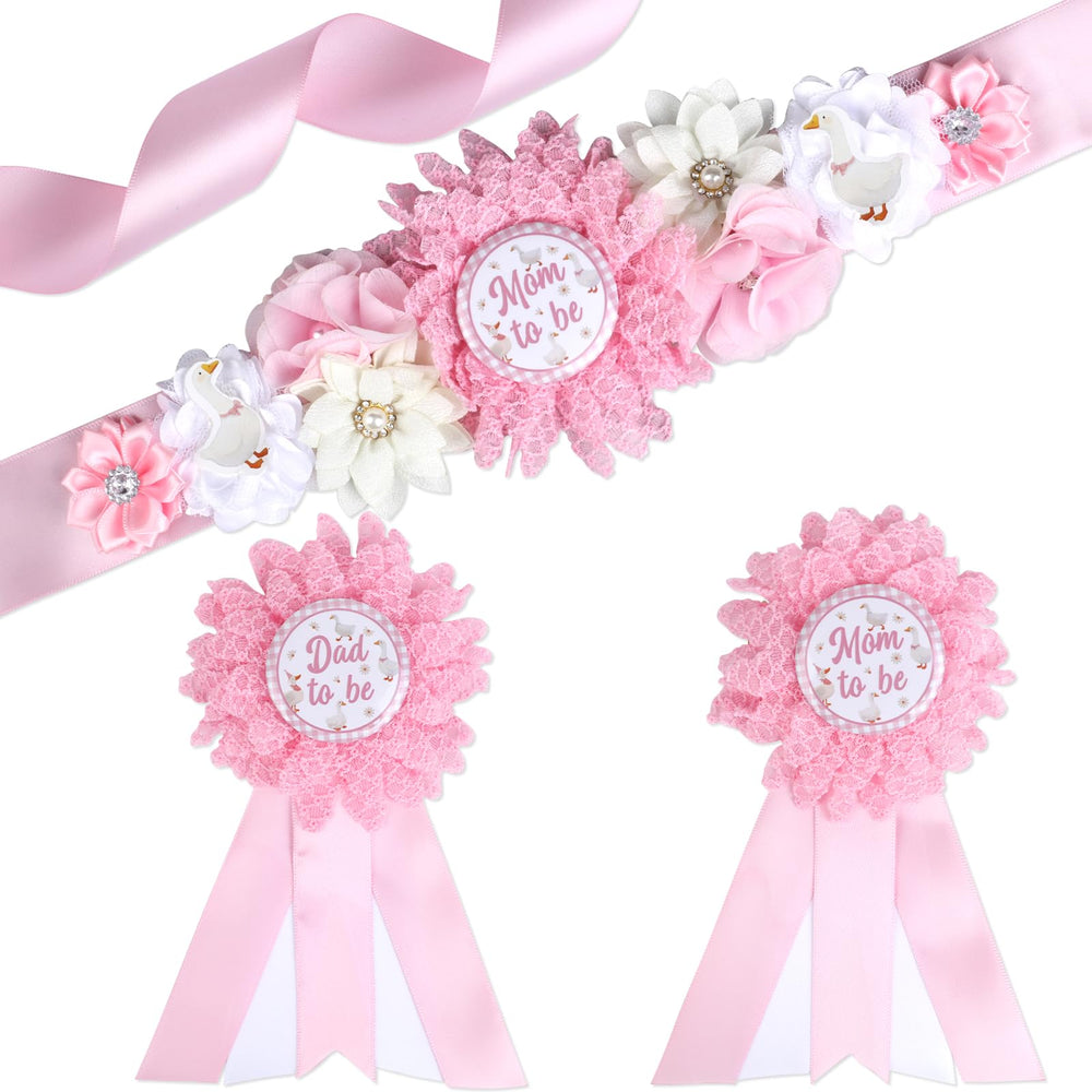 Serencatcher Silly Goose maternity sash in pink for standout mom-to-be photos