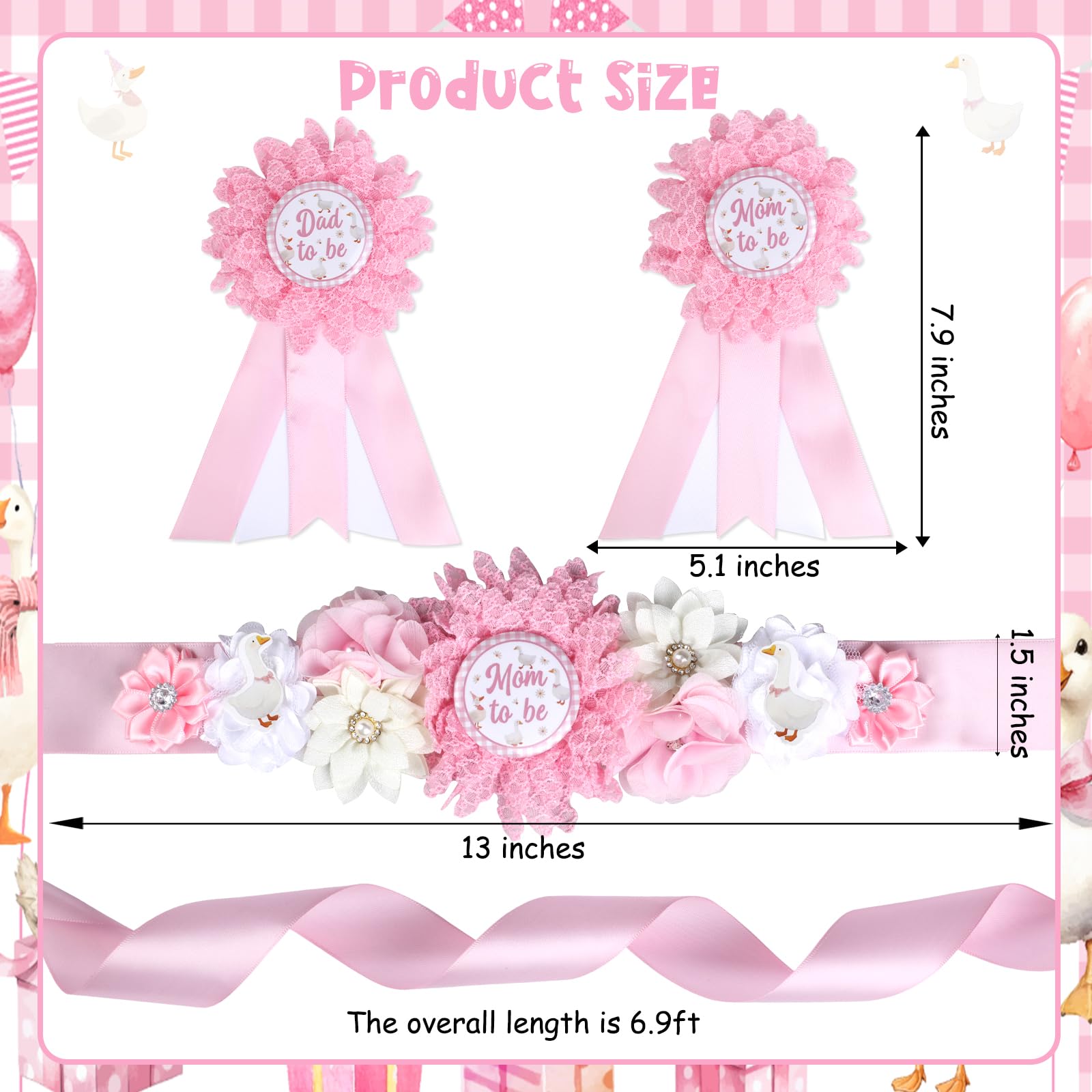 Serencatcher Silly Goose pink theme accessories set elevates baby shower decor