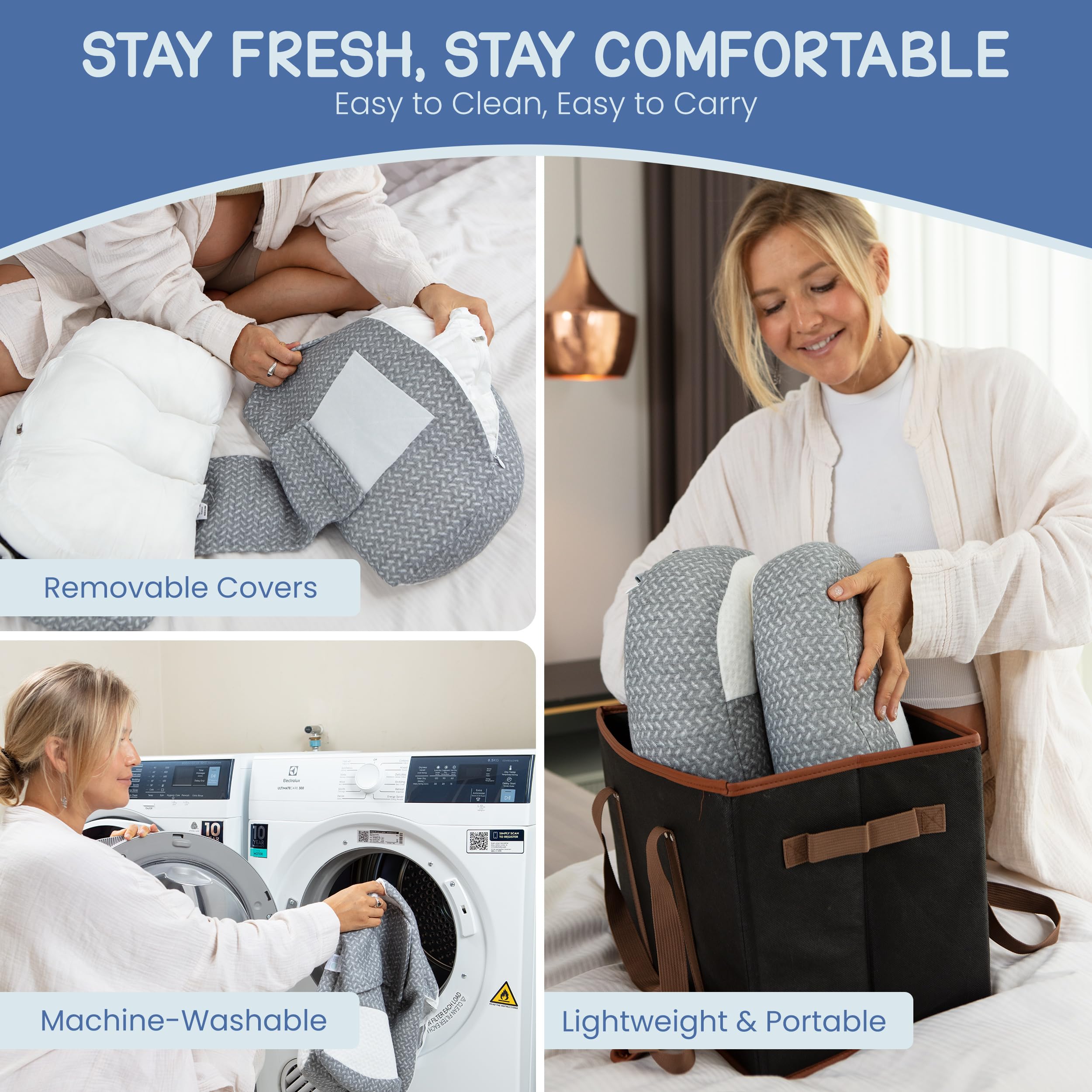 The Serene Haven removable, machine-washable cover keeps the pillow clean and fresh.