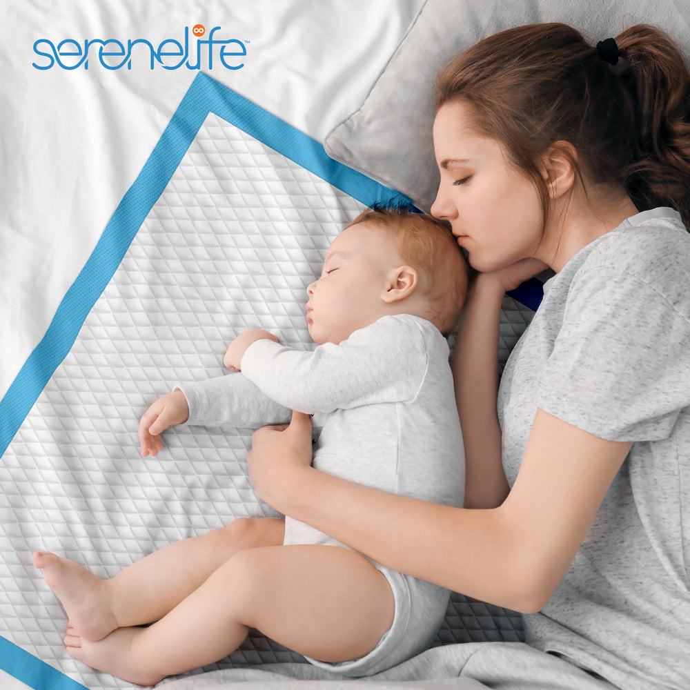 Compact packaging and easy storage for SereneLife underpads.