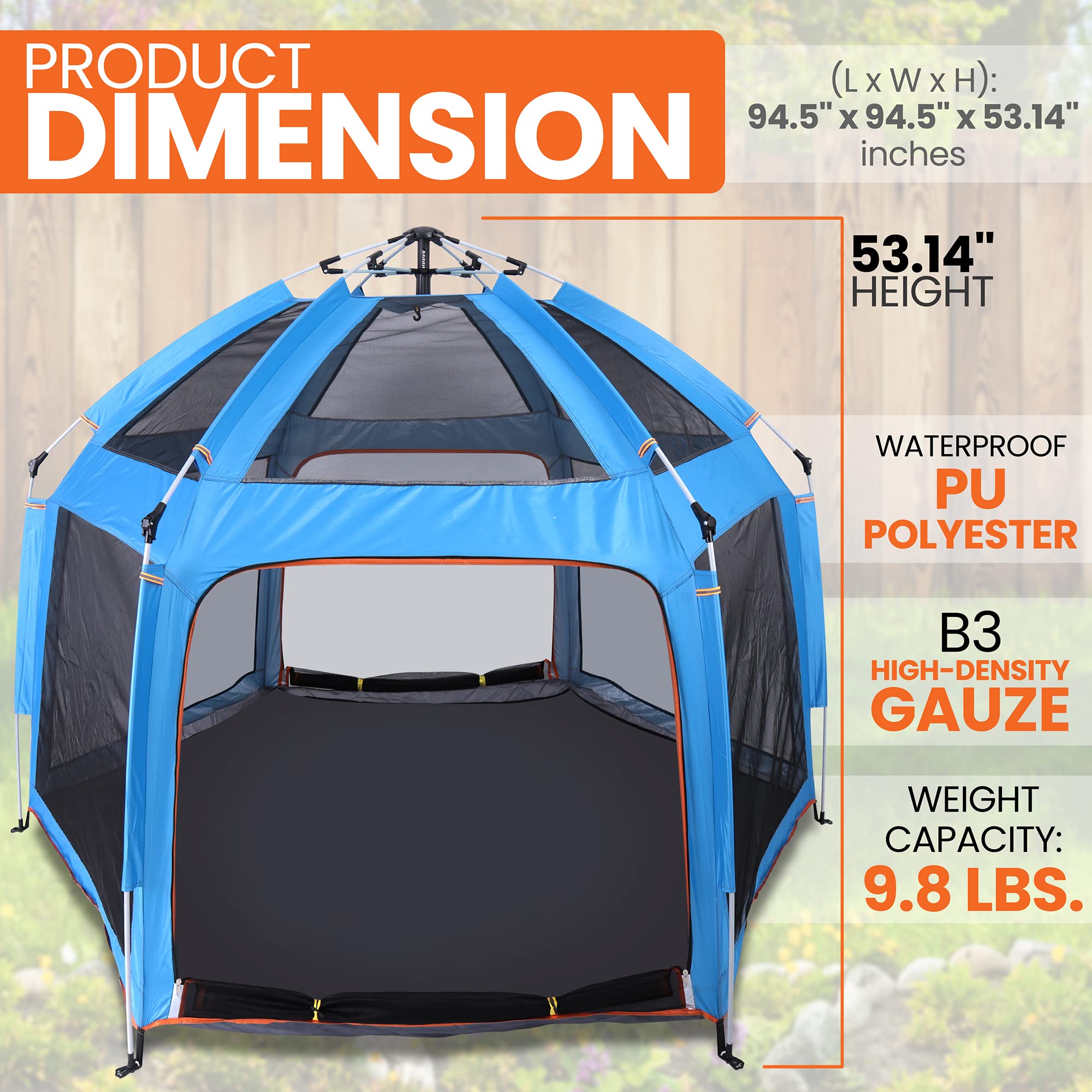 SereneLife On-The-Go Playpen offers a spacious 7x7 ft play area