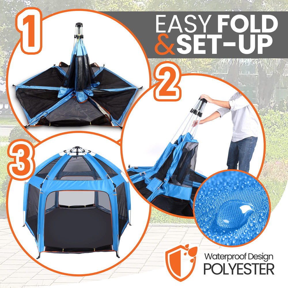 SereneLife On-The-Go Playpen with zippered covers for containment
