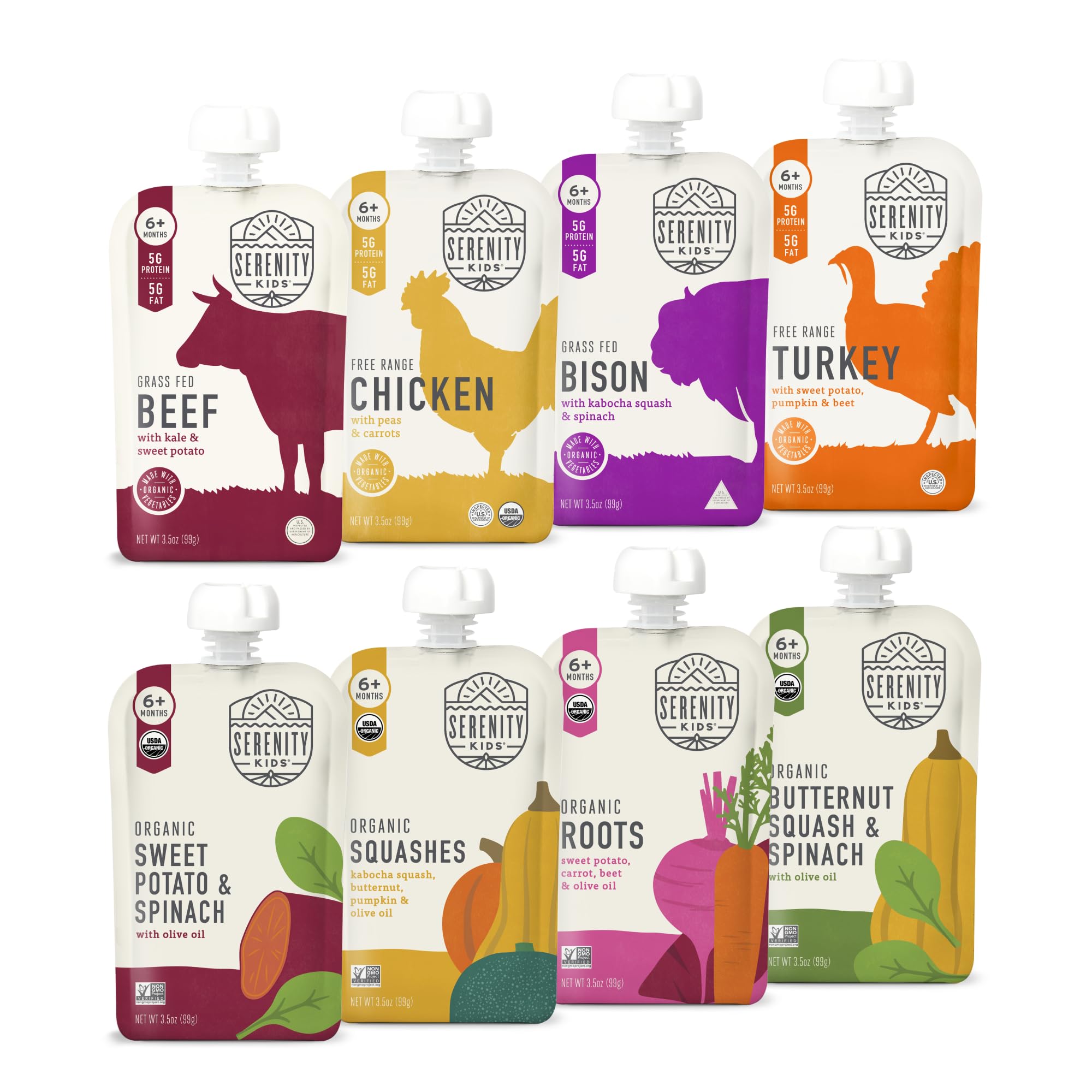 Serenity Kids 6+ Months pouch pour for quick, mess-free meals on the go