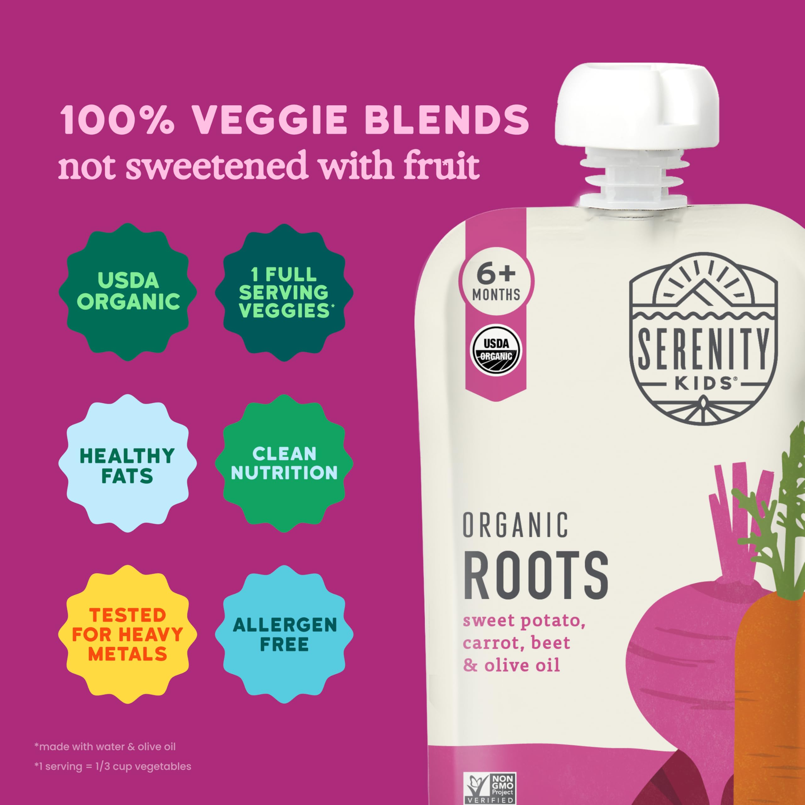 Serenity Kids allergen-free pouch offers clean, simple toddler snacking.
