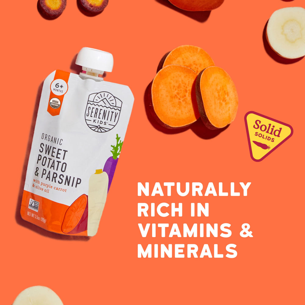 Serenity Kids baby snack on the go pouch demonstrates easy meal option