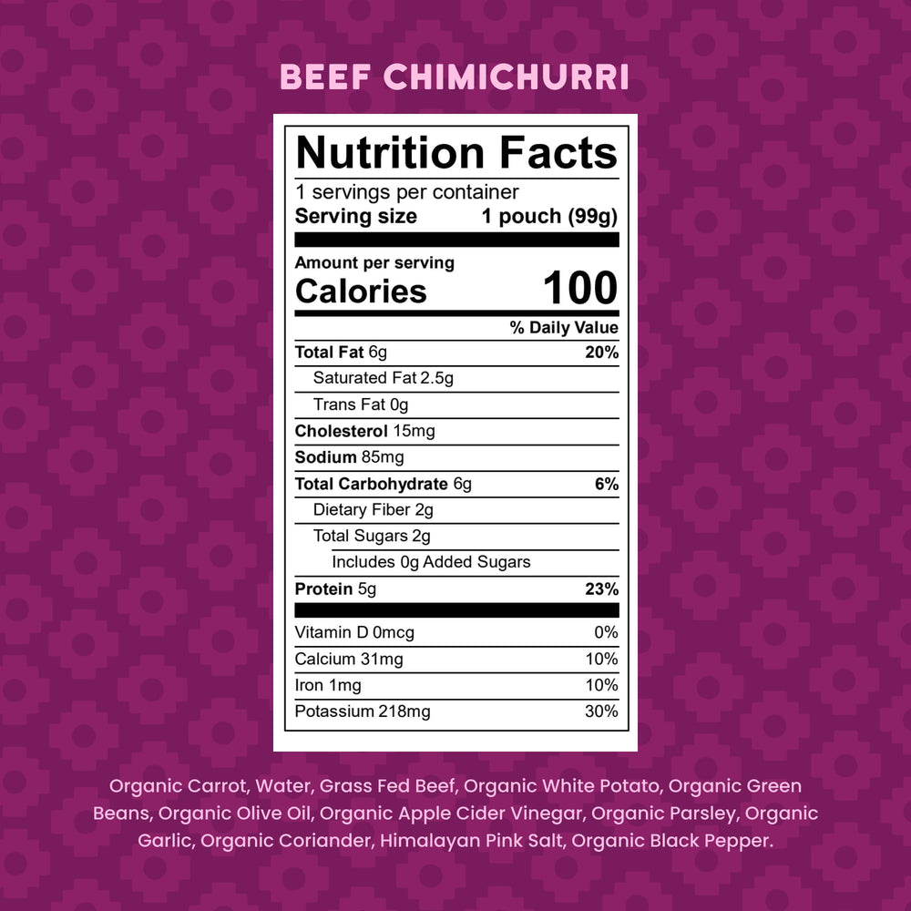 Beef chimichurri pouch from Serenity Kids ideal for busy family meals