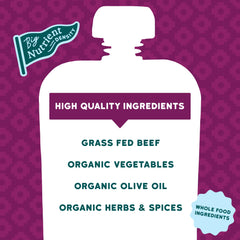 Serenity Kids pouch featuring beef and organic veggies for toddlers