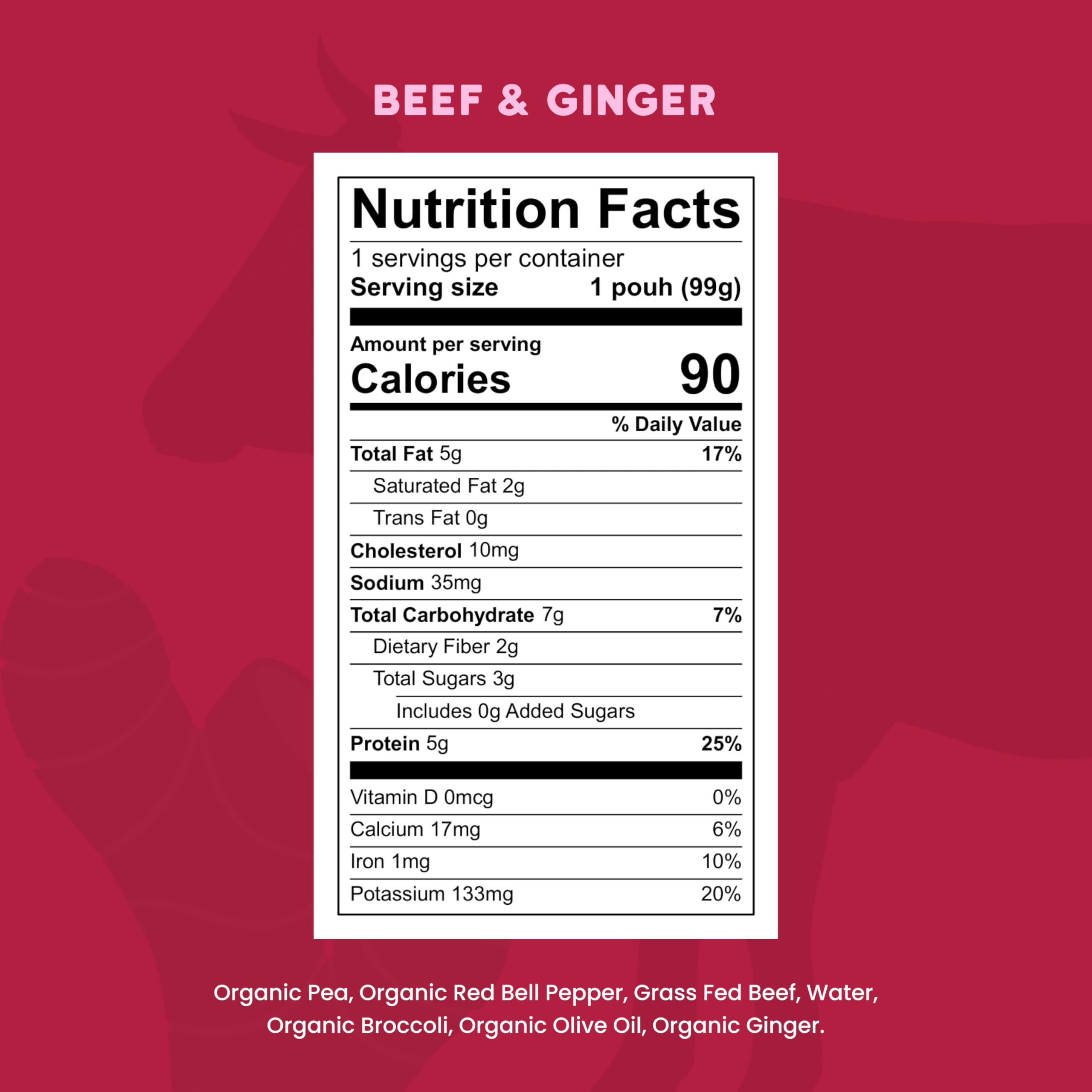 Serenity Kids Beef & Ginger pouch with open cap for quick feeding.