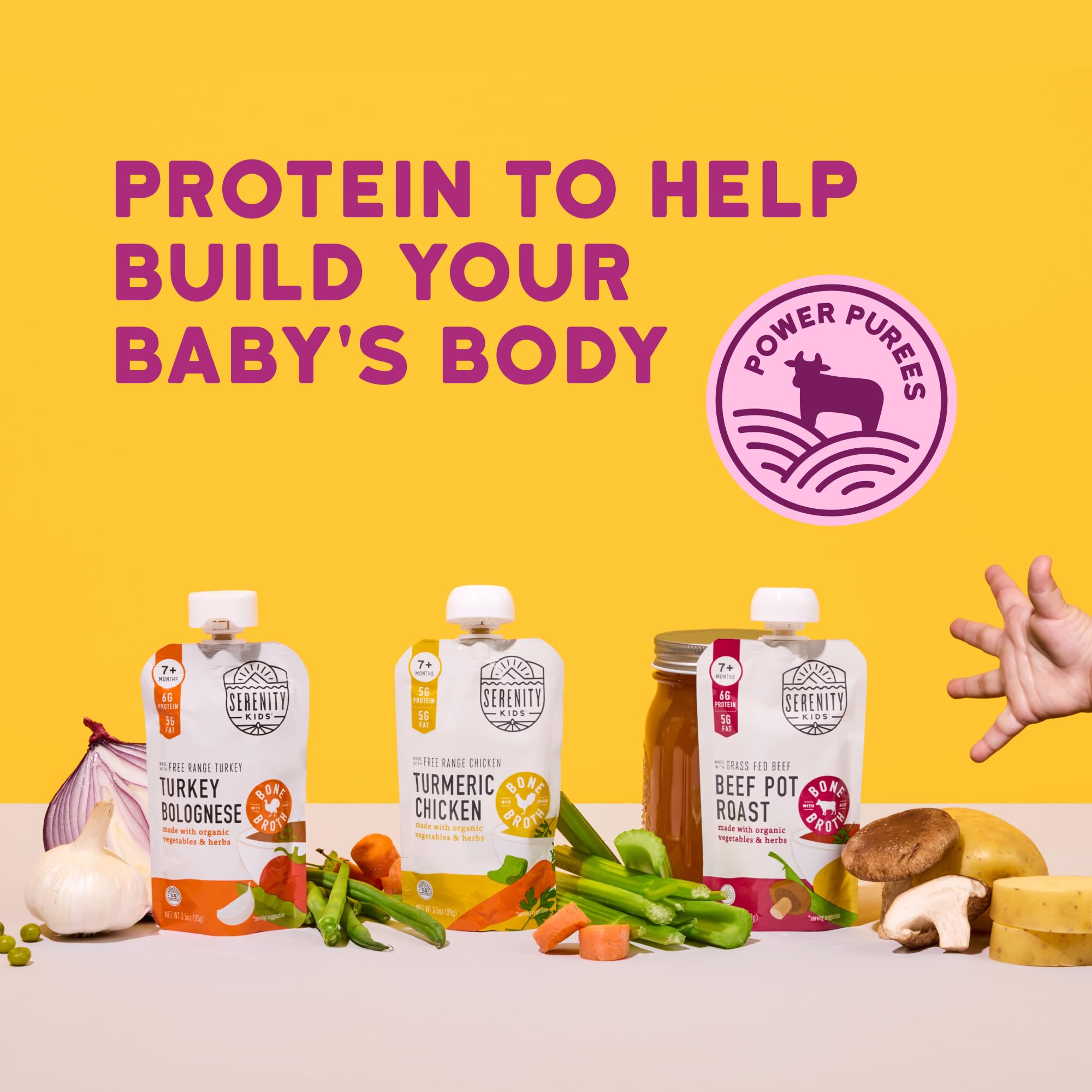 Serenity Kids bone broth base image highlighting nutritious broth for flavor and protein.