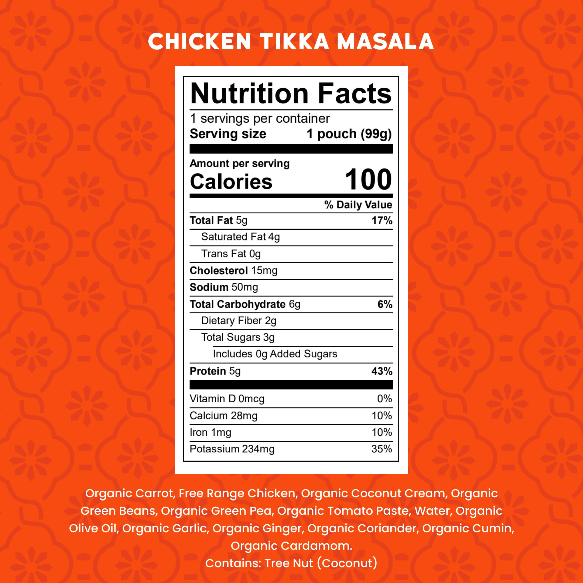 Serenity Kids Chicken Tikka Masala pouch open—easy one-handed feeding for toddlers.