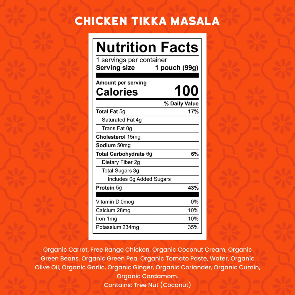 Serenity Kids Chicken Tikka Masala pouch open—easy one-handed feeding for toddlers.