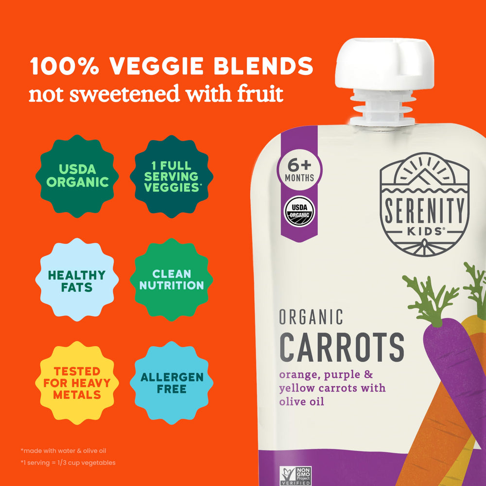 Serenity Kids no-added-sugar pouch promotes veggie-forward taste without sugary fruits