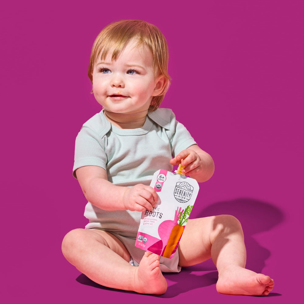 Serenity Kids pack of 12 organic pouches for busy families.