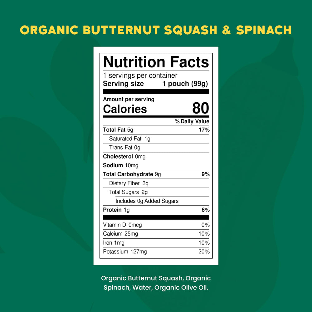 Close-up of Serenity Kids pouch pour highlighting savory veggie puree.