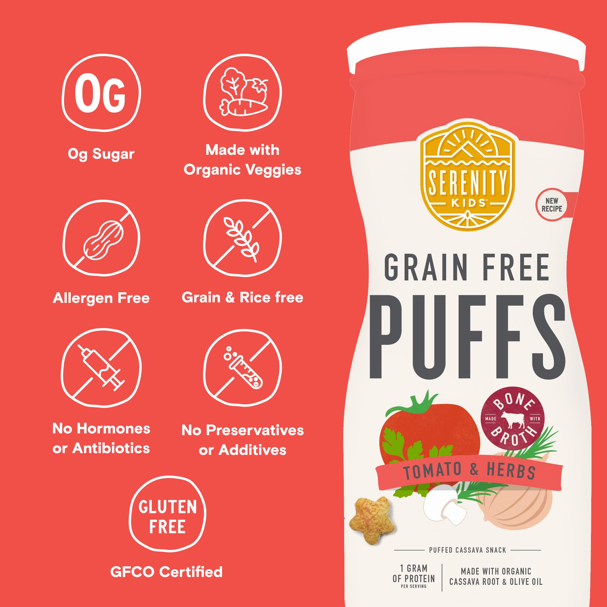 Serenity Kids puffs on a plate for easy, mess-minimizing snacking.