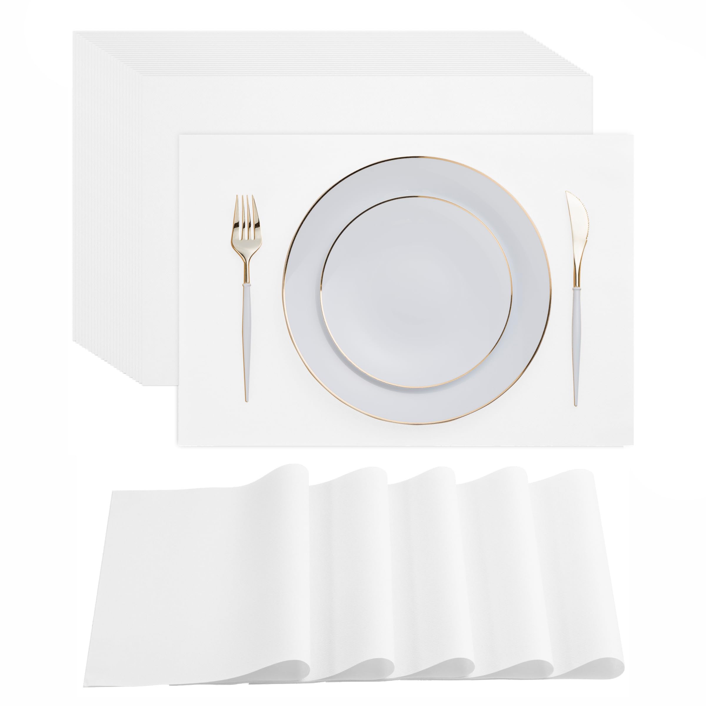 Servietto disposable placemats bulk pack ready for quick cleanup after meals.