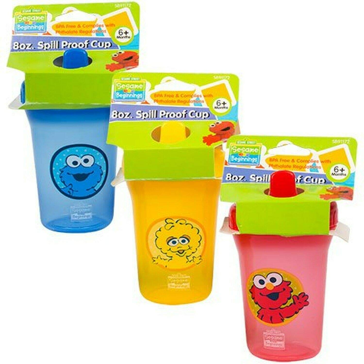 Sesame Street Beginnings 8oz cup featuring Big Bird, spill-proof for mess-free meals