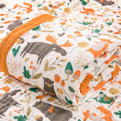 Setaria Viridis forest animals blanket folded to show size and versatility