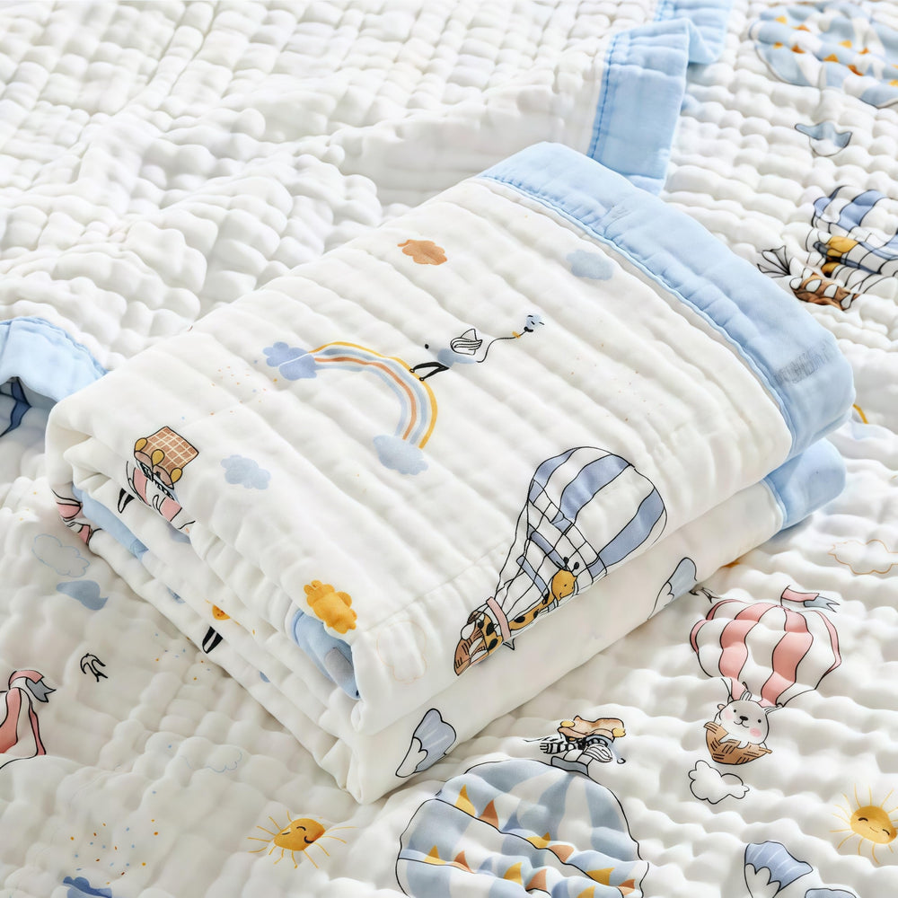 SEVDO muslin quilt baby blanket back plush texture, warm cocoon for baby comfort