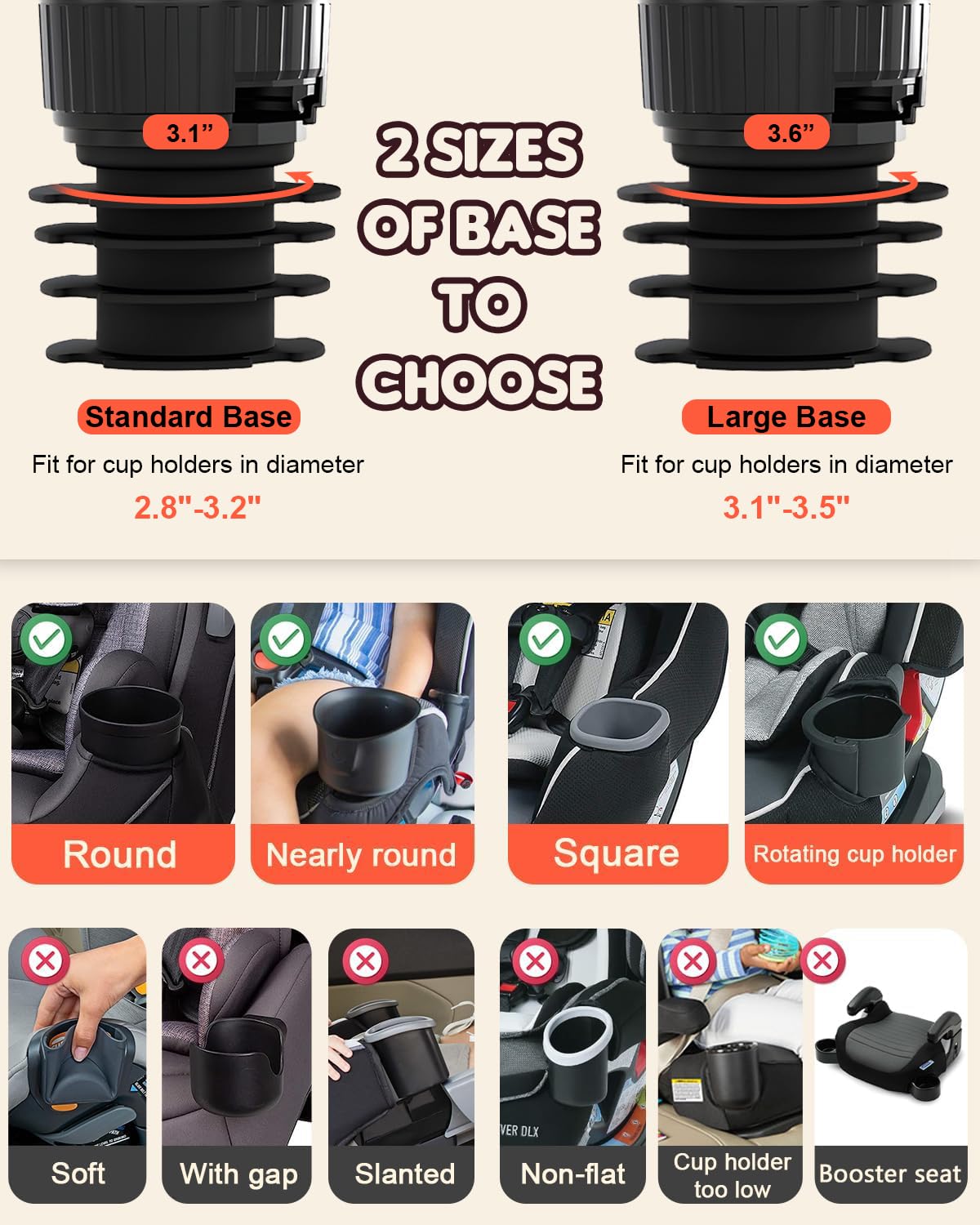 Seven Sparta car seat tray rotatable design offers flexible seating and placement.