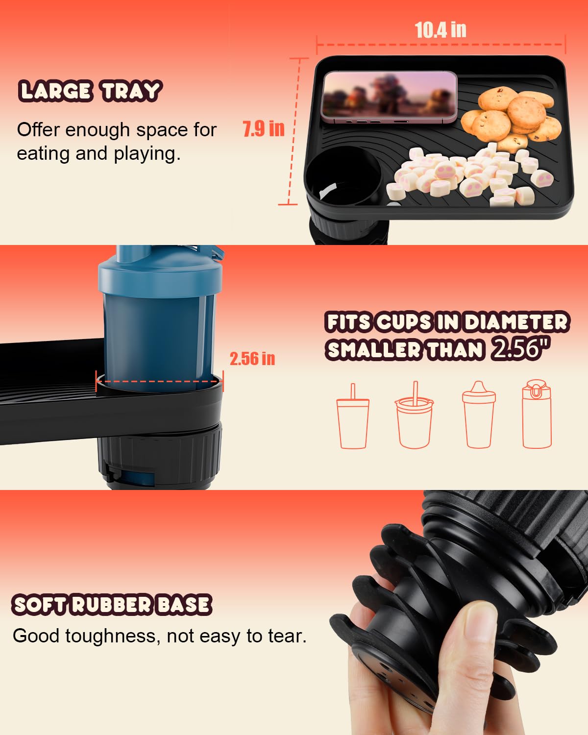 SEVEN SPARTA tray has a 1-inch edge to prevent spills.