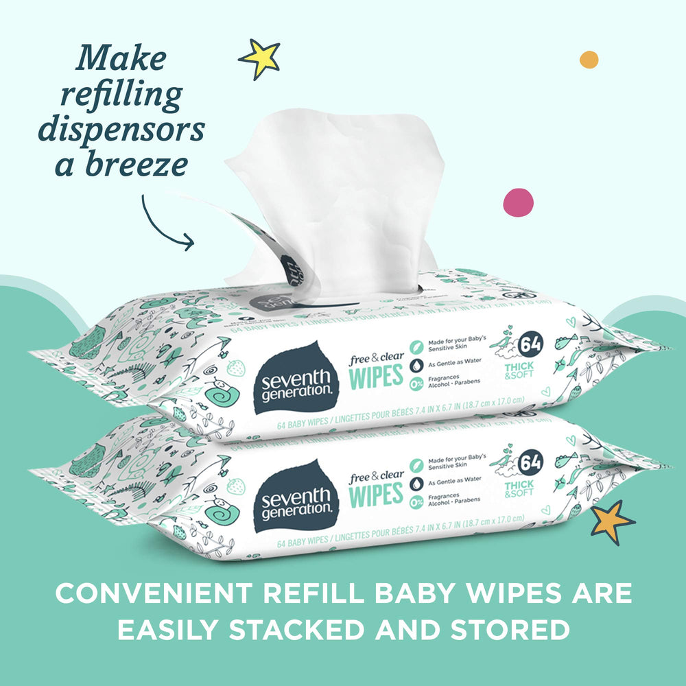 Easy reseal packaging for Seventh Generation Free & Clear wipes