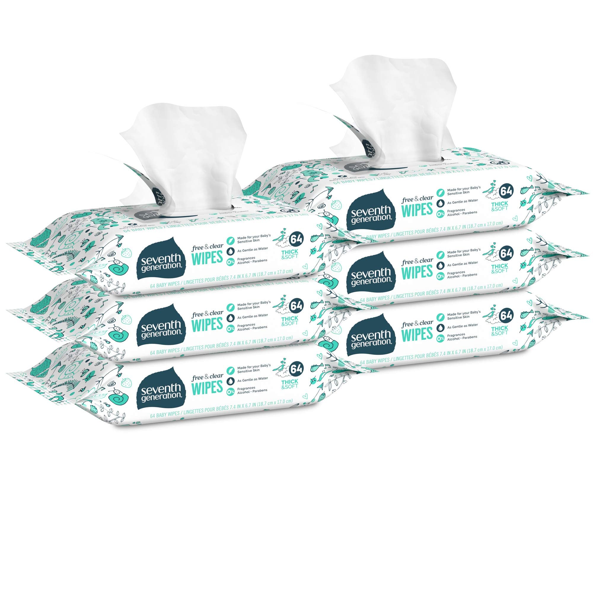 Seventh Generation Free & Clear wipe refill with tape seal keeps wipes fresh