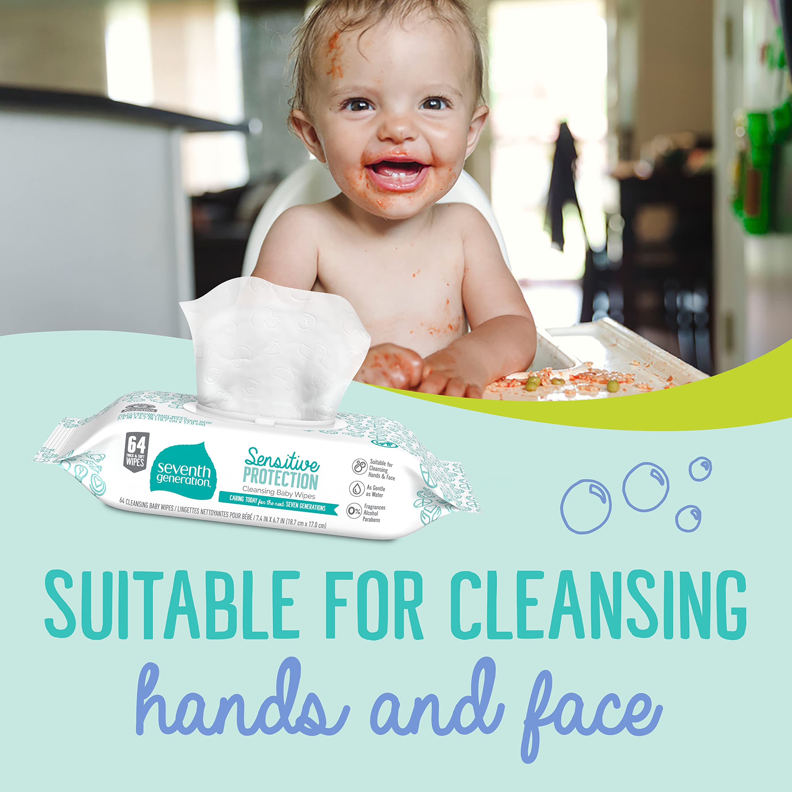 Seventh Generation four-pack wipes simplify nursery organization.