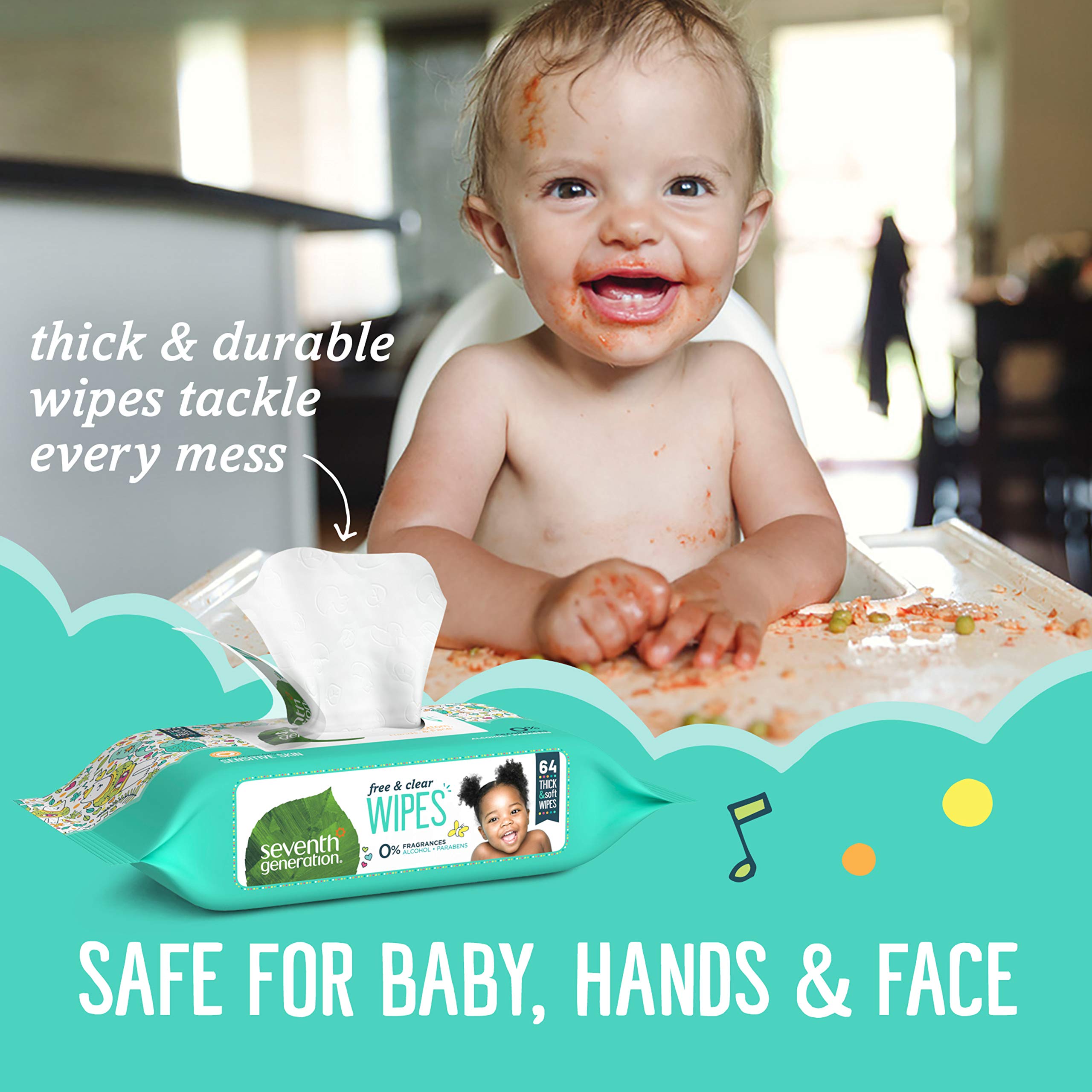 Wipes safe for baby hands and face with a gentle feel.