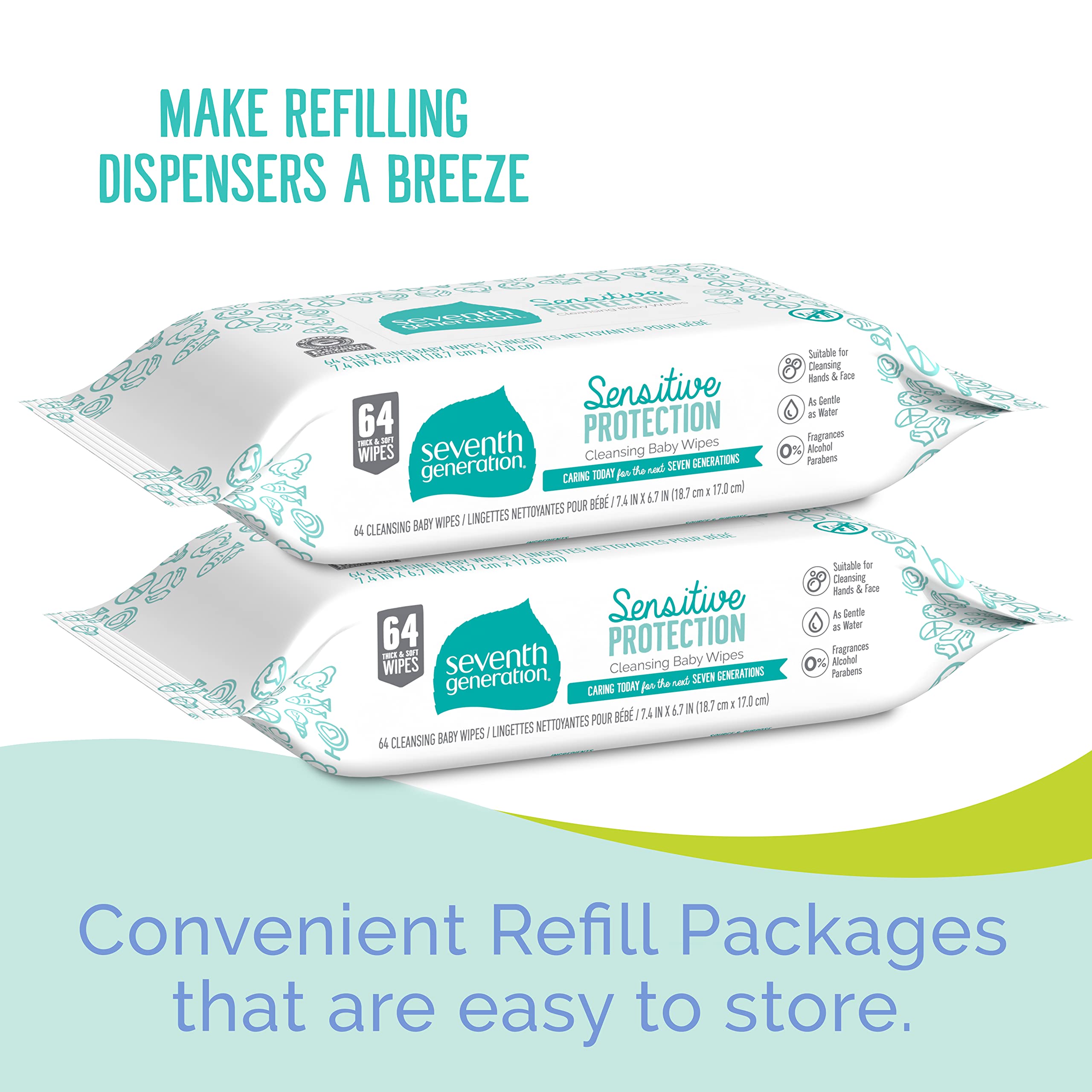 Seventh Generation tape-seal closure shown for easy refilling and dispenser use