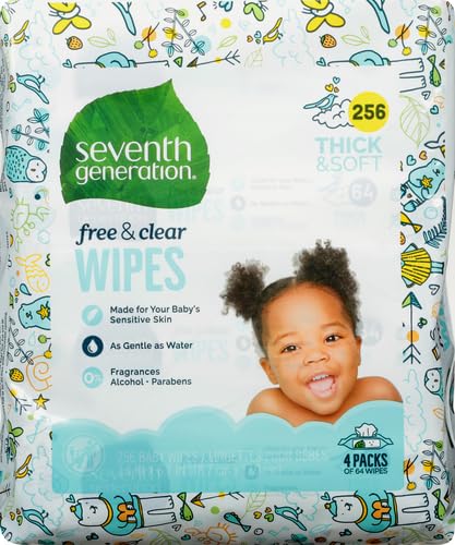 Seventh Generation thick soft wipes for a gentle clean on baby hands.