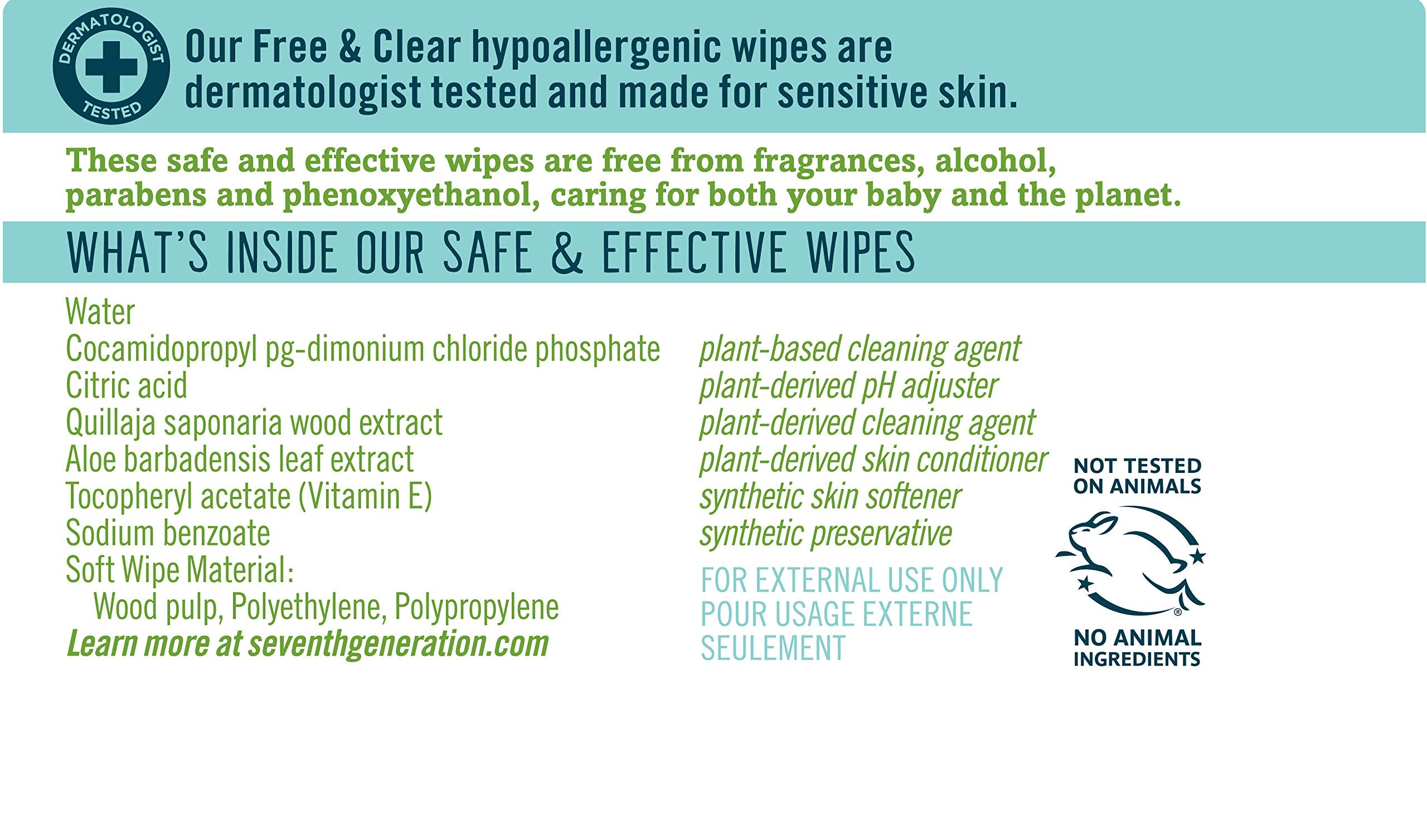 Seventh Generation Free & Clear wipes, 768-count, ideal for busy families.