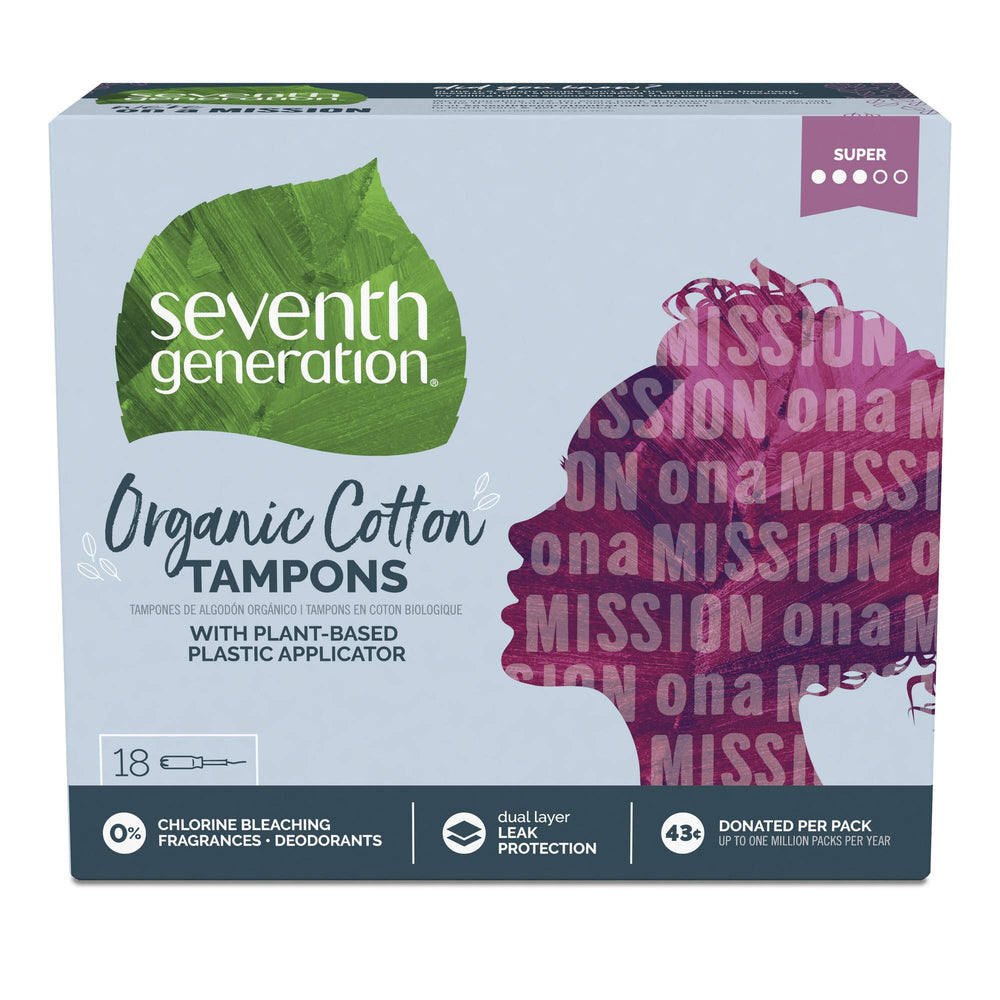 Seventh Generation Free & Clear Super Tampons packaging for discreet storage