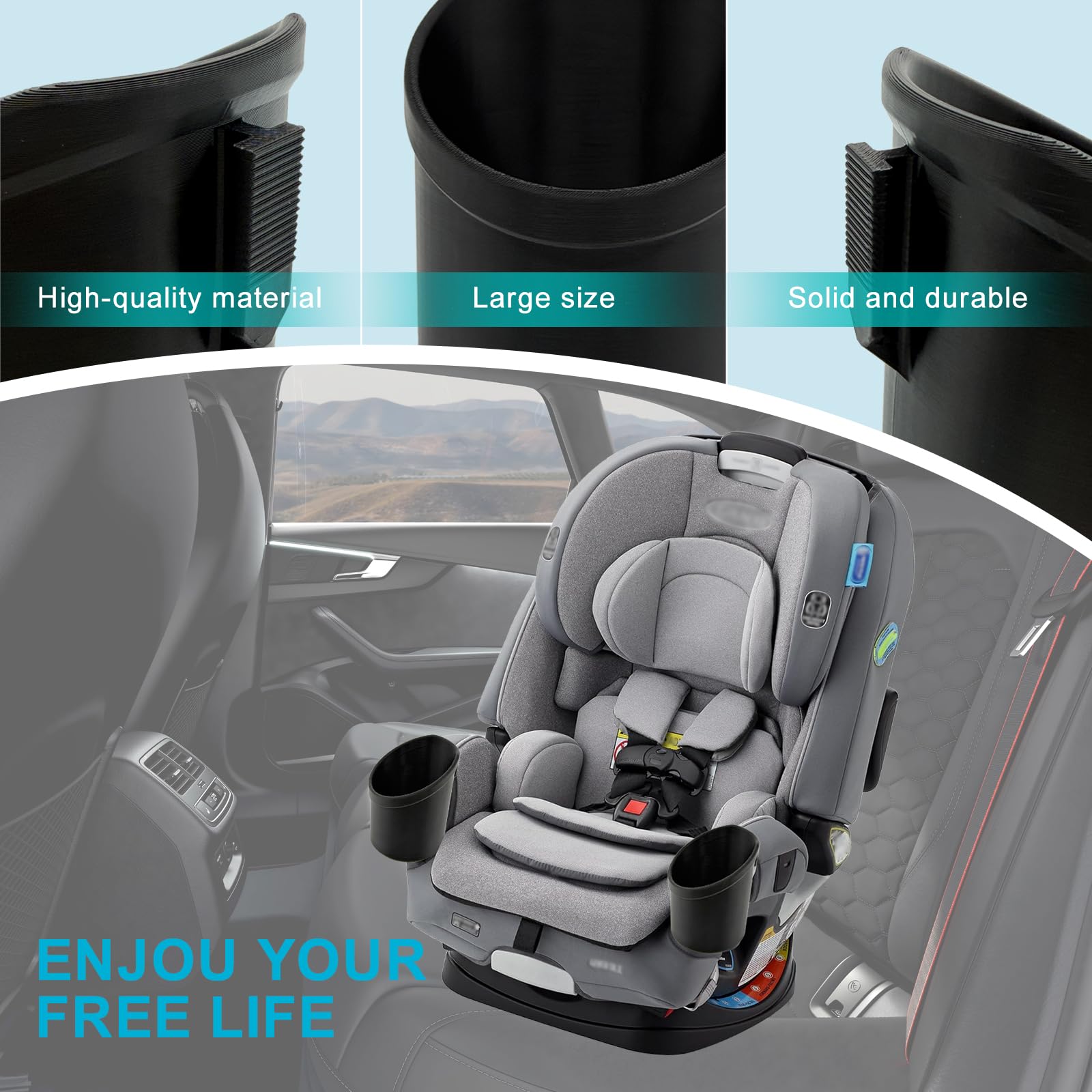 Sevomie slotted-teeth attachment tab provides a snug grip inside the car seat cup slot.