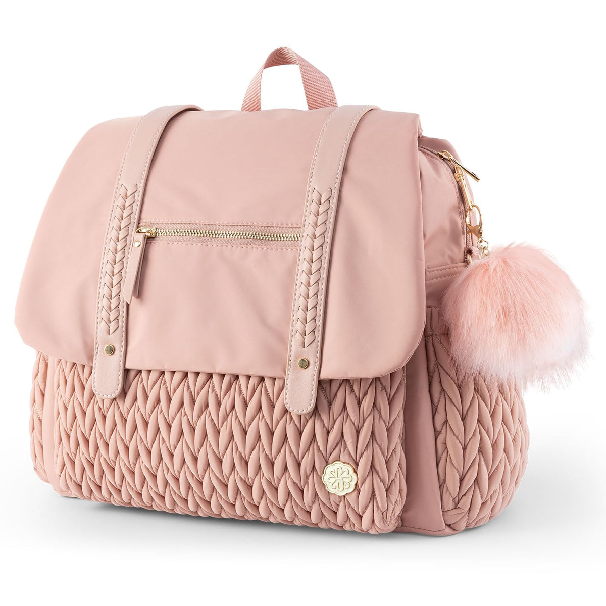 SEWBOO diaper bag backpack in black exterior with durable waterproof nylon for daily outings.