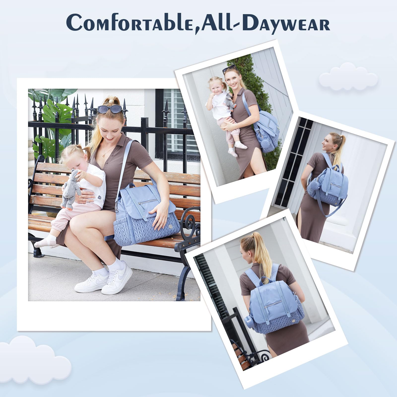 SEWBOO diaper bag backpack color options show versatile style