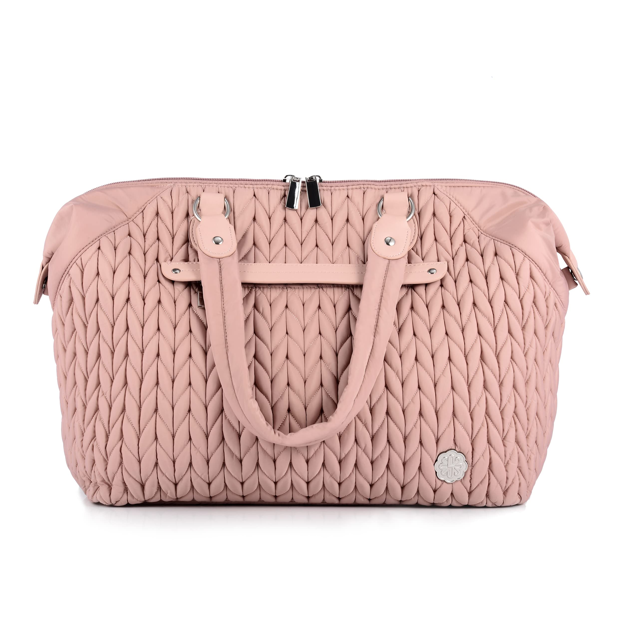 SEWBOO dusty rose diaper bag tote with spacious interior for on-the-go organization