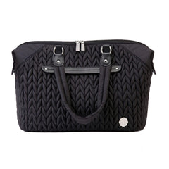 SEWBOO Diaper Bag Tote front view shows elegant herringbone and ample capacity for essentials