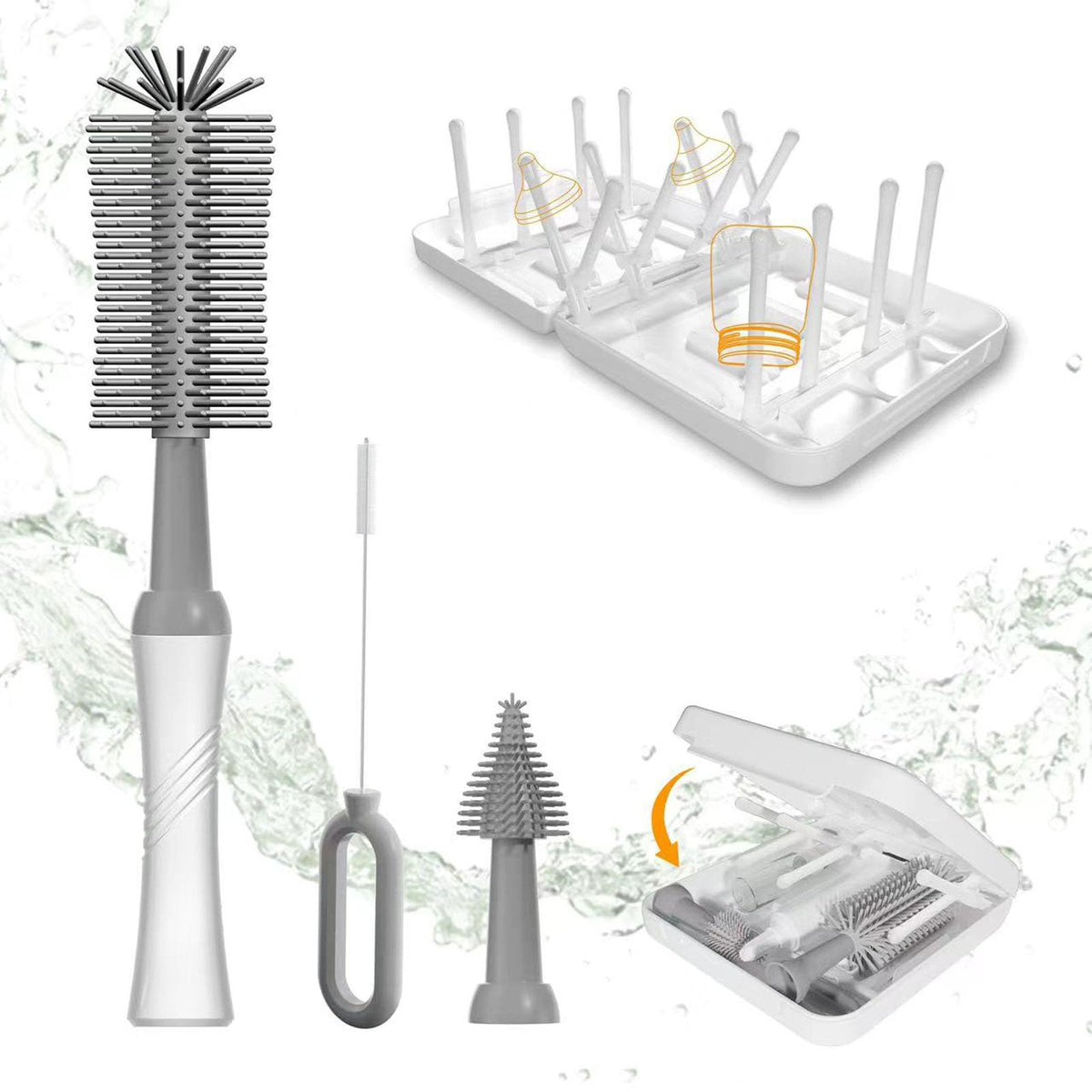 Sewiden baby bottle brush set with travel case, ideal for on-the-go cleaning