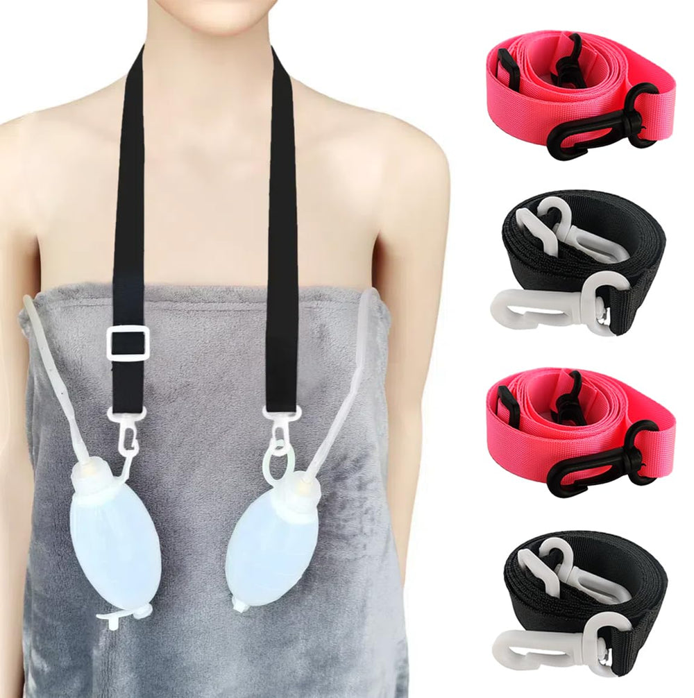 Sexyppl shower lanyard with two hooks for hands-free drainage care after mastectomy.