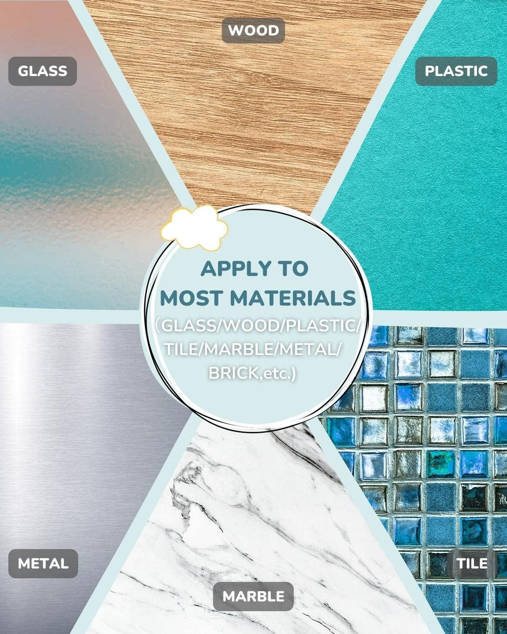 Seyossbe multi-surface adhesion works on glass, metal, and plastic furniture
