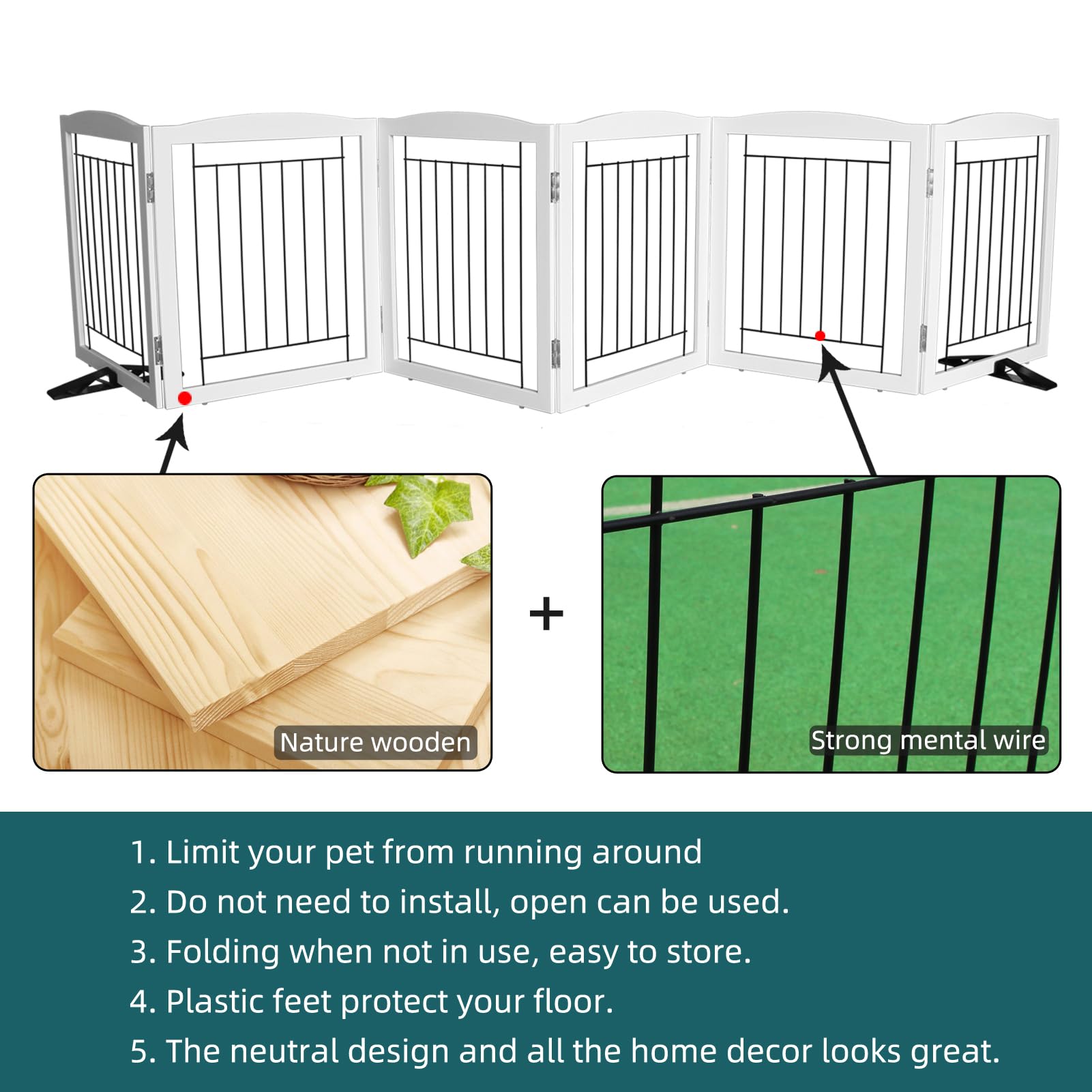 SFJC six-panel fence with sturdy hinges and wood-steel mix
