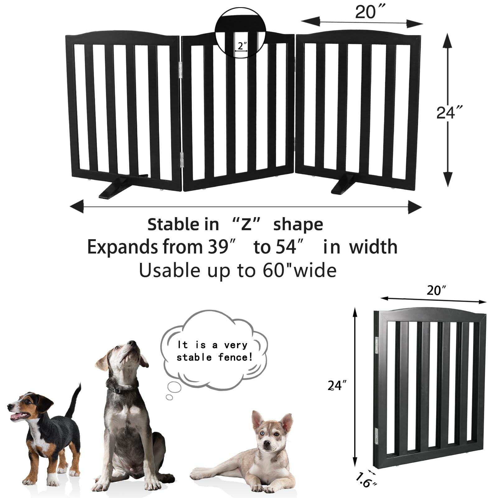 SFJC 24-inch height provides visible barrier for small to medium dogs.